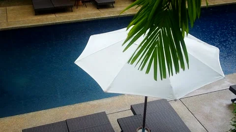 Rain drop scene in the swimming pool Stock Footage 52665636