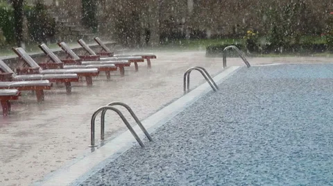 Rain drop scene in the swimming pool Stock Footage 55231279