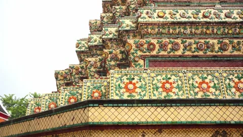 Rain drop with temple at bangkok background in raining season Stock Footage 281137253