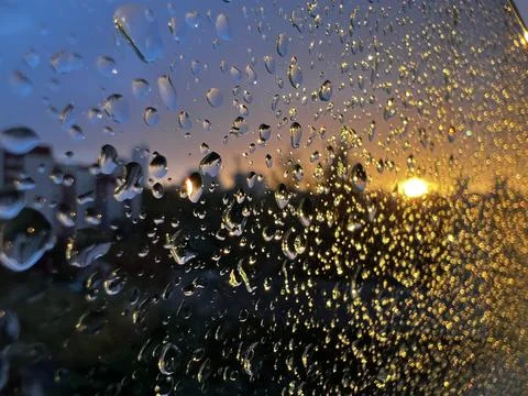 Rain drop on window, rainy day. Stock Photos