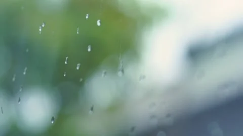 Rain drop on window with softfocus rainy background Stock Footage 251858907