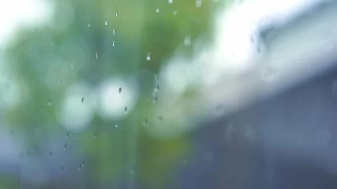 Rain drop on window with softfocus rainy background Stock Footage 252425304
