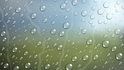 Rain Drop on Windshield Car Window with Blurred Nature, Vector Illustration Illustrazione stock