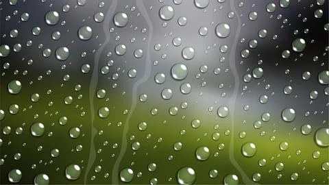 Rain Drop on Windshield Car Window with Blurred Nature, Vector Illustration Illustrazione stock