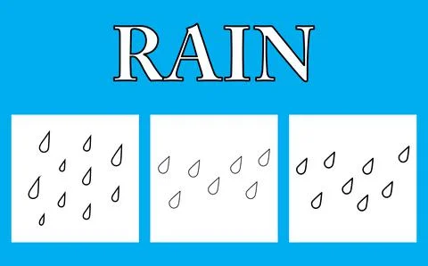 Rain droplet outline vector set. illustration isolated on white Stock Illustration