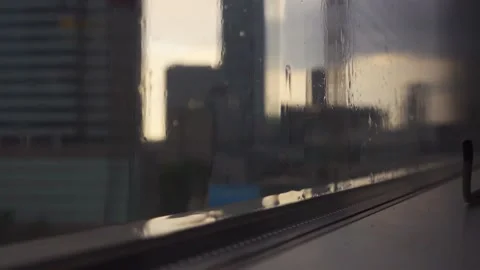 Rain droplets on o window Stock Footage 147753163