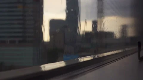Rain droplets on o window Stock Footage 147753166