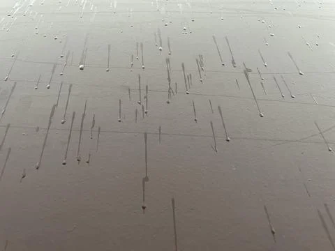 Rain droplets texture on painted metal surface Stock Photos