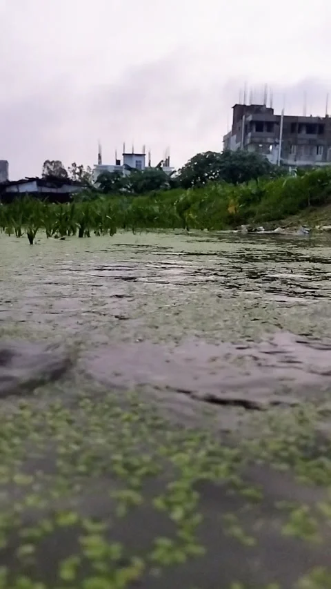 Rain Dropping on Blue Lake. Rainy Season in Tropical Countries. Stock Footage 287779534