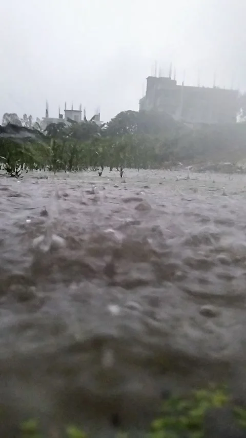Rain Dropping on Blue Lake. Rainy Season in Tropical Countries. Stock Footage 287779549