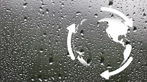 Rain drops and recycle world planet background Stock Footage 322132972