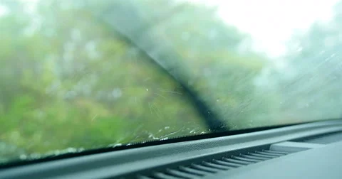 Rain drops and wind screen wiper Stock Footage 53772201