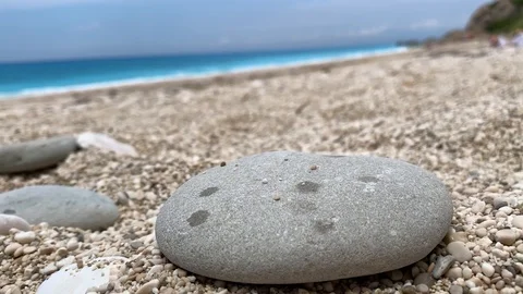 Rain drops on a beautiful beach in Lefkada, Greece Stock Footage 122779903
