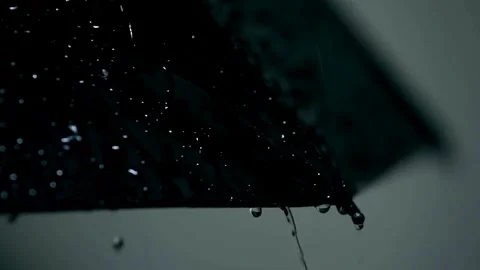 Rain Drops on Black Umbrella , Slow Motion Filmed on Cinematic Camera hd 4K 库存影片 336572677