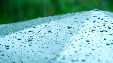 Rain Drops on blue Umbrella , Slow Motion Filmed on Cinematic Camera hd 4K 스톡 동영상 336572740