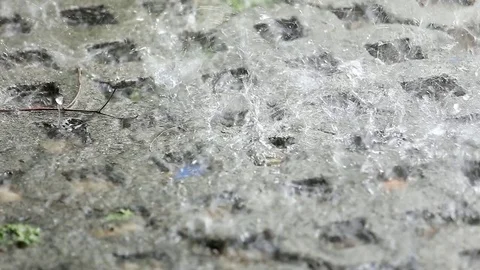 Rain drops break in a puddle. Stock Footage 76507210