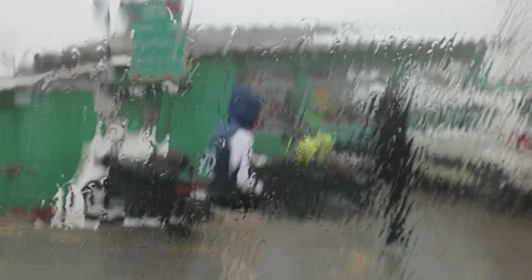 Rain Drops on car glass Stock Footage 335500684