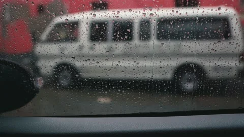 Rain drops on car window Stock Footage 138734858