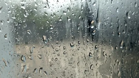 Rain drops on car window Stock Footage 308468155