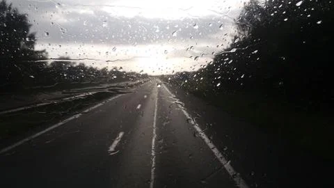 Rain drops on car window Stock Photos