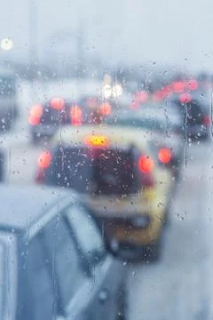 Rain drops on car window Stock Photos