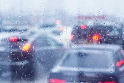 Rain drops on car window Stock Photos