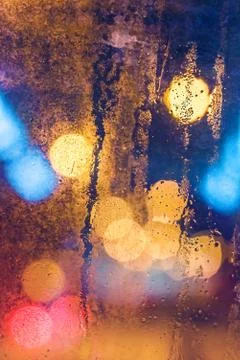 Rain drops close-up on window Stock Photos