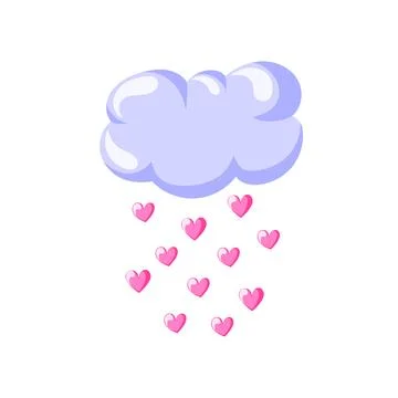 Rain drops cloud with heart in cartoon style. Design for nursery, card and Stock Illustration