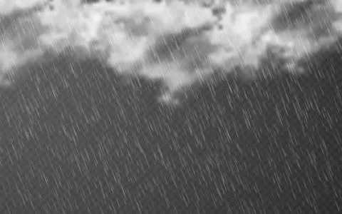 Rain drops with clouds on transparent background. Falling water drops. Nature Stock Illustration