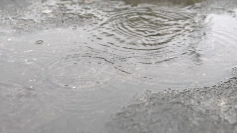 Rain drops on concrete floor, 4k Stock Footage 132308239