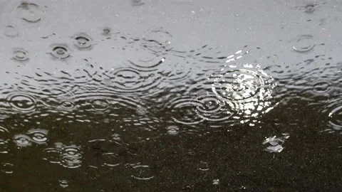 Rain drops on concrete pavement Stock Footage 136851974
