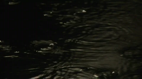 Rain Drops on Dark Water Stock Footage 568723