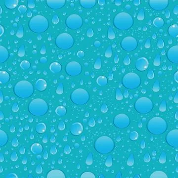 Rain drops of different shapes on turquoise background seamless pattern Stock Illustration