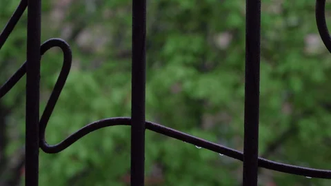 Rain drops drip on the ground. Rain in the city Stock Footage 129190533