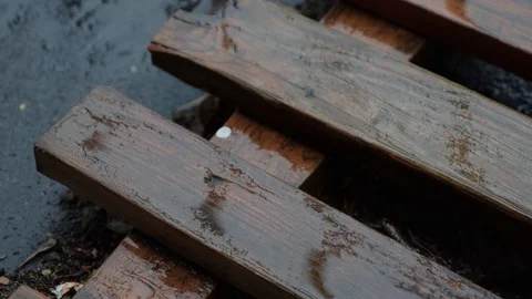 Rain drops drip on the ground. Rain in the city Stock Footage 129190555