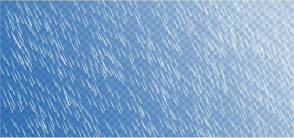 Rain drops effect on transparent background. Falling water drops. Vector Stock Illustration