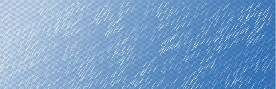 Rain drops effect on transparent background. Falling water drops. Vector Stock Illustration