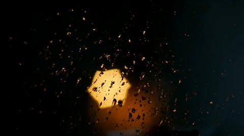 Rain Drops Fall On The Glass In The Night 2 Stock Footage 32785398