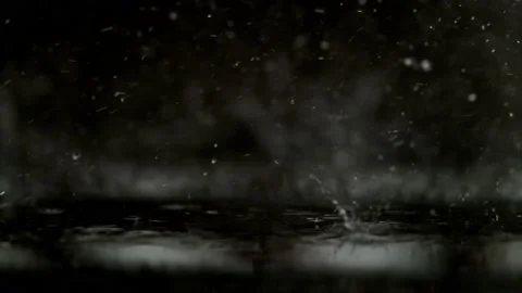 Rain drops fall on the ground, macro super slow motion 4k Stock Footage 204050364