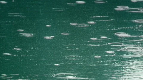 Rain drops fall in water 02 – 120fps slow motion Vídeo Stock 80363011