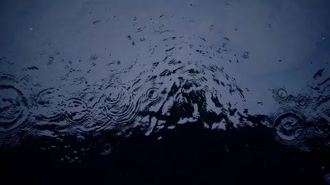 Rain drops fall into the water. Sad rainy weather. Stock Footage