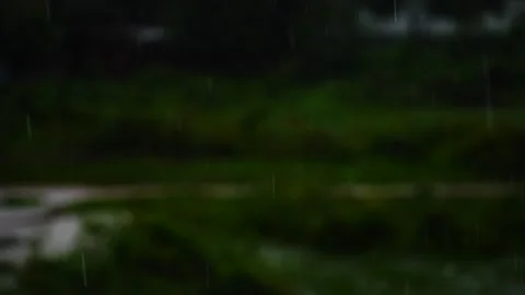 Rain drops falling against a dark, moody background during a stormy weather. Video stock 320070330