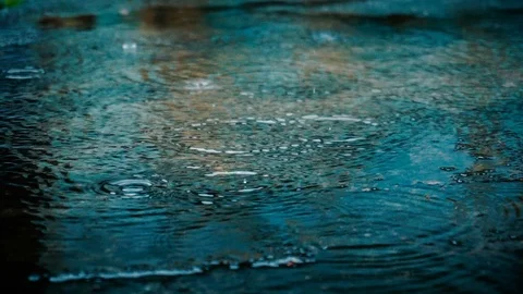 Rain drops falling on cement floor Stock Footage 113047399