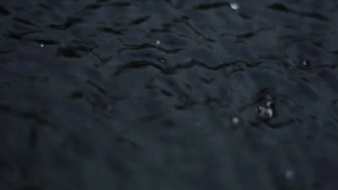 Rain drops falling down onto water surface. background Stock Footage 158826619