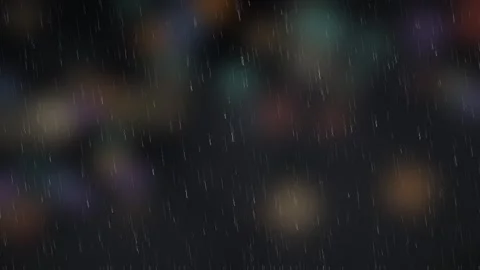 Rain Drops Falling Over Blurred Bokeh Lights Background Video stock 347964194