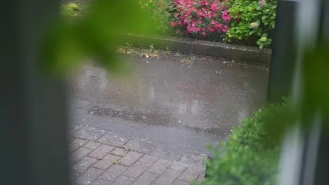 rain drops falling on the street outside... | Stock Video | Pond5