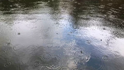 Rain Drops Falling on The Surface of The Lake. Stock-Footage 107458565