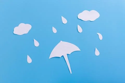 Rain drops falling onto umbella Stock Photos