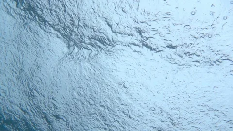 Rain drops falling on the water surface. Underwater view, slow motion Stock Footage 230925311