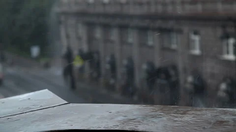 Rain drops falling on the window sill Stock-Footage 65025451